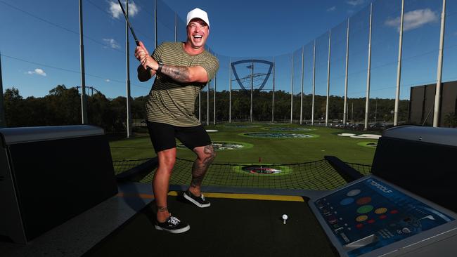 Neil Young enjoying having a hit at Top Golf on the Gold Coast