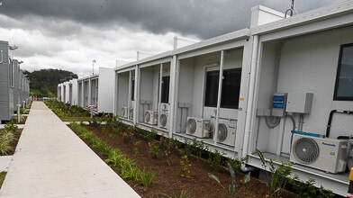 Pod villages like this one at Lismore popped up to help flood survivors after last year’s horrific natural disasters. Picture: Cath Piltz