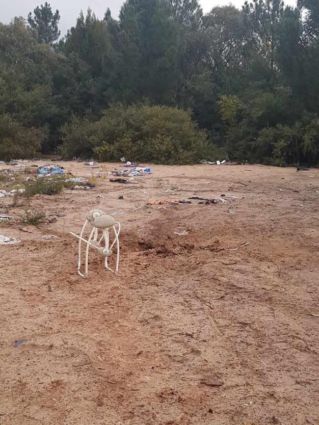 A crater found in the park over the back fence. Picture: Supplied