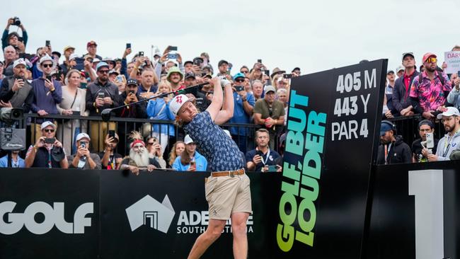 Cam Smith of Ripper GC tees off on the 1st hole during LIV Adelaide at The Grange Golf Club. Photo by Asanka Ratnayake/Getty Images