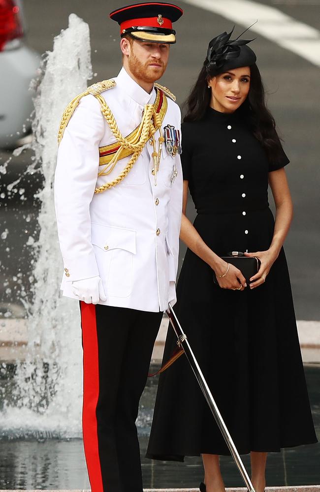 Prince Harry, Duke of Sussex and Meghan, Duchess of Sussex attend the Anzac Memorial official opening. Picture: Ryan Pierse/Getty Images