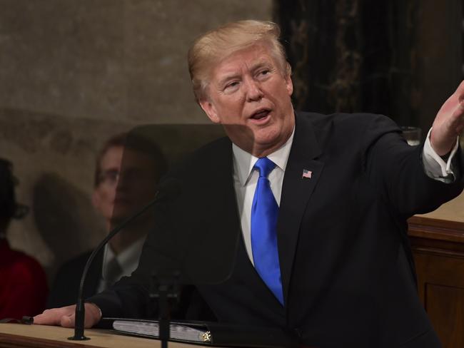 President Donald Trump delivers his State of the Union address to a joint session of Congress on Capitol Hill in Washington. Picture: Photo/Susan Walsh