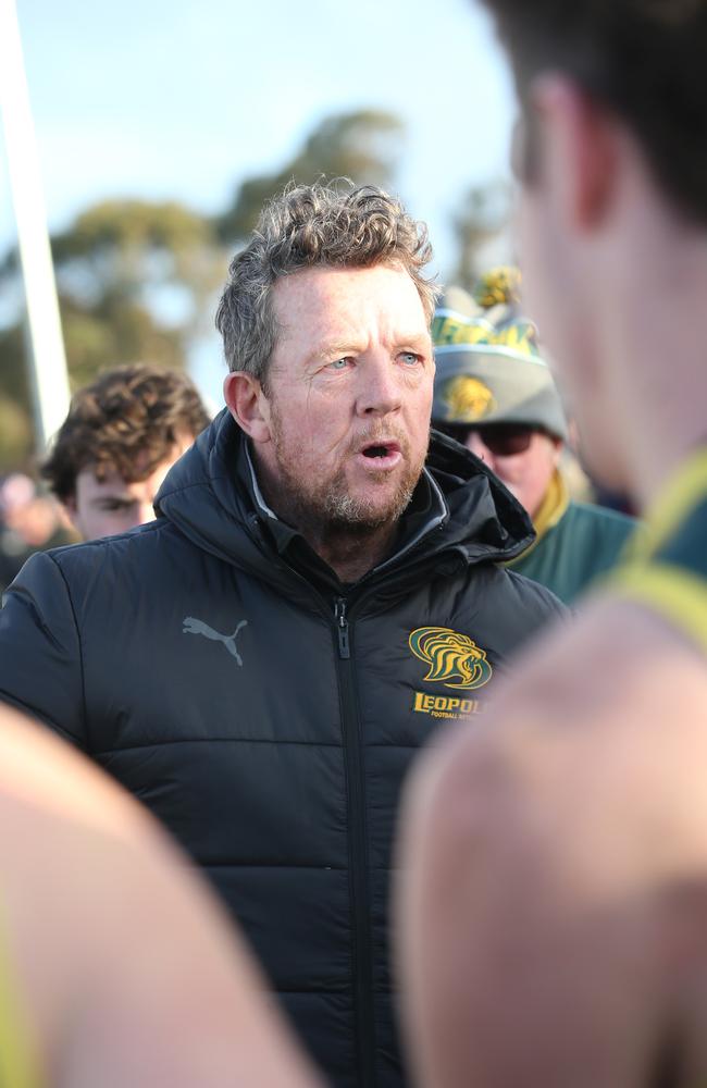 Leopold coach Garry Hocking. GFL: South Barwon v Leopold football. Picture: Alan Barber