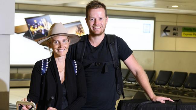 Scott and Annie Harris of Jamberoo said they were told they’d need to pay extra to take a nappy bag on a recent Jetstar flight. Picture: Darren Leigh Roberts