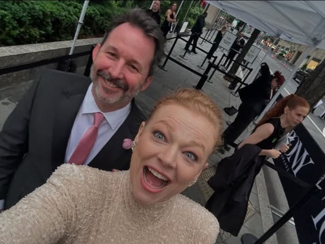 Sarah Snook with husband Dave Lawson at the Tony Awards. Picture: Instagram/Sarah Snook