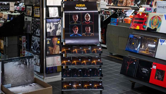 The new ABBA album, Voyage, on display at a record store in Stockholm. Picture: Jonathan Nackstrand/AFP