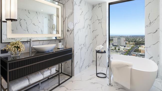 Prestige Suite bathroom at Sofitel Adelaide.