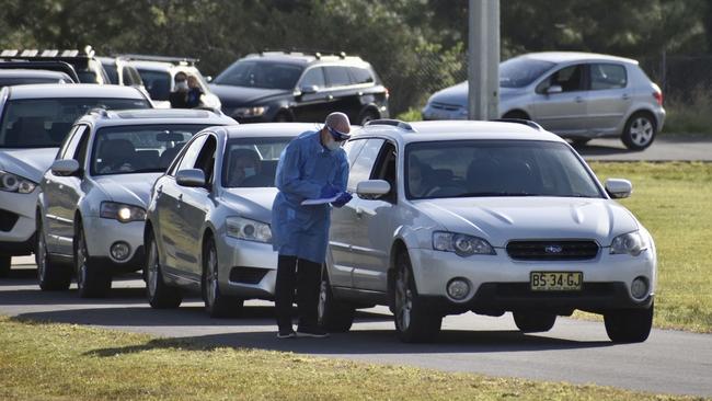 A QML Pathology drive-through Covid-19 testing clinic has been set up at the Cavanbah Centre on Ewingsdale Road, in Byron Bay, after a case was detected on the Northern Rivers. Monday, August 9, 2021.