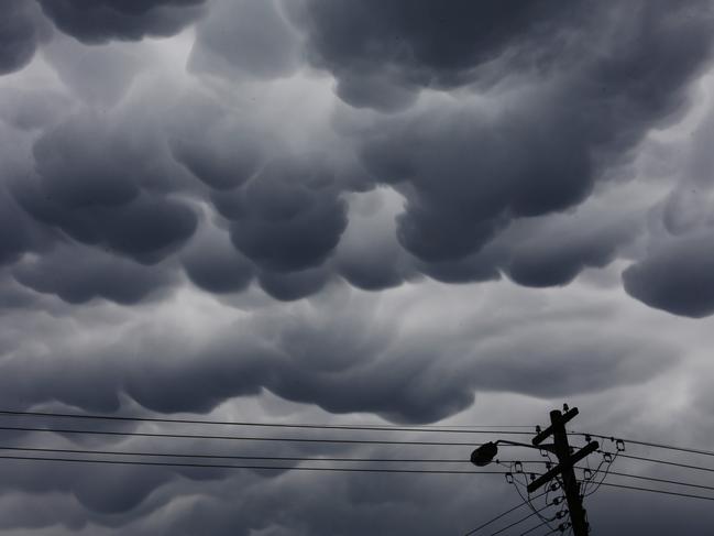 Strange clouds above Kogarah in Sydney on a day with scattered thunderstorms and lightning strikes. Photo: Bob Barker.