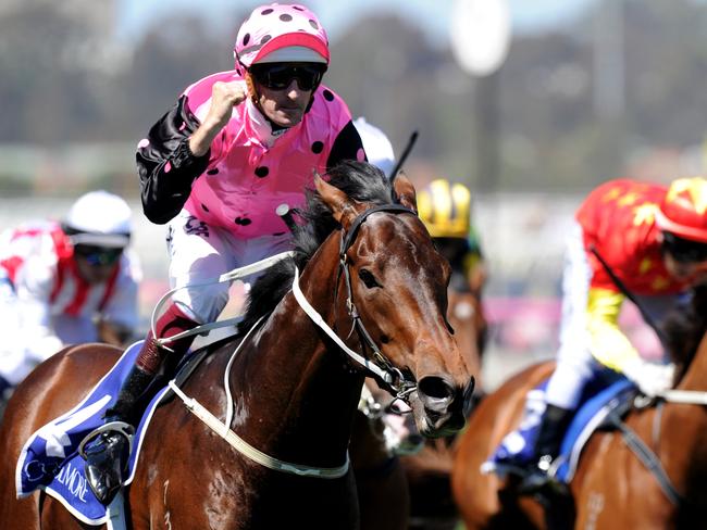 Job done: Hugh Bowman and Flying Artie. Picture: AAP