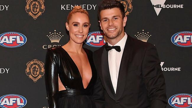 Richmond captain Trent Cotchin has offered to pay the fine the Tigers were slapped with after his wife Brooke’s visit to a day spa. Picture: AAP