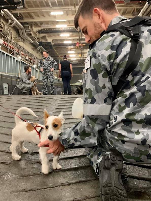 A crew member meets a new arrival. Pictures: Kristine Daniels/Facebook