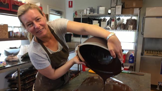 Ali Meades getting ready for Christmas at Sydney Chocolate School in Mosman.