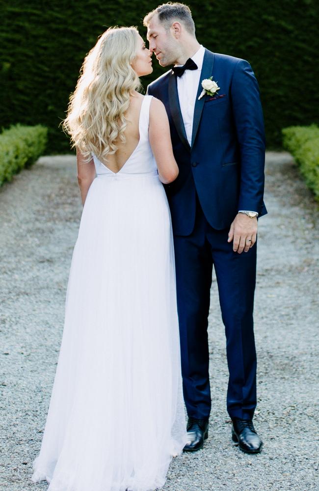 The wedding of Travis Cloke and Rebeccah Panozza, which was held at Coombes Estate in the Yarra Valley. Picture: Heart and Colour
