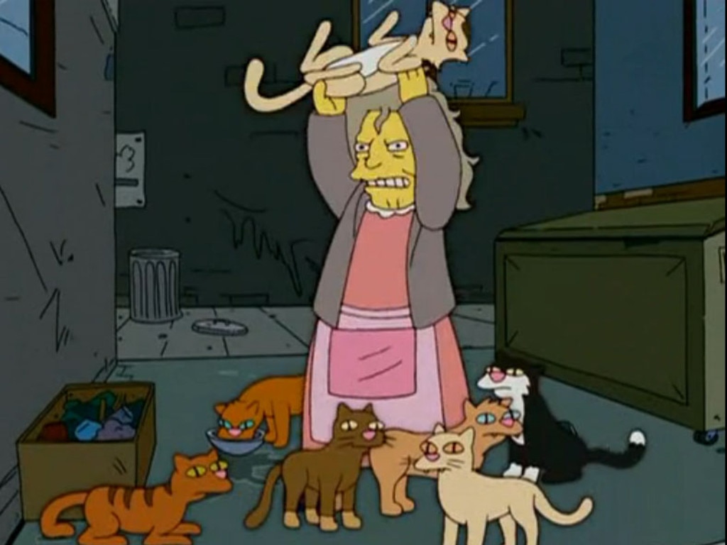 Cat lady Eleanor Abernathy from <i>The Simpsons</i>.