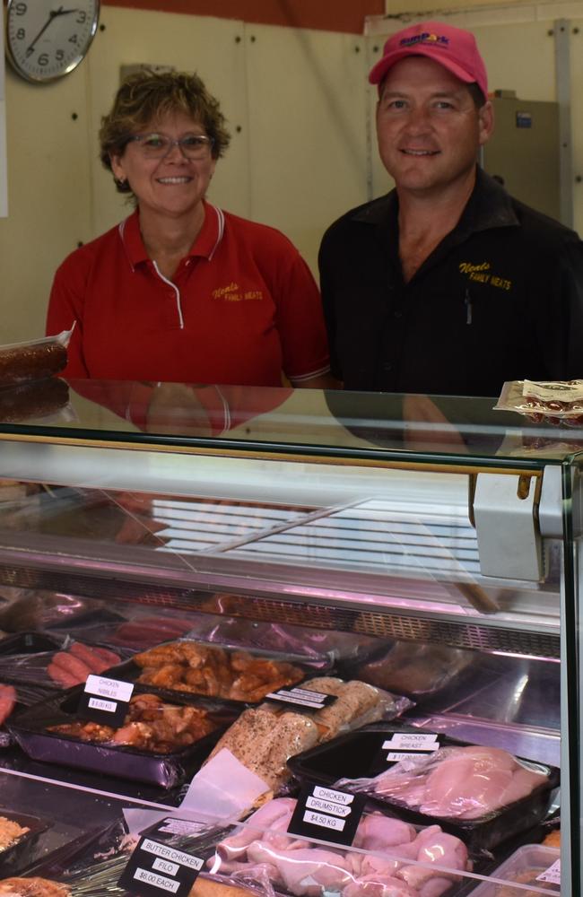 Rachel and Allen Neal from Neal's Family Meats in Channon Street, Gympie, have also had an increase in customers. Photo: Elizabeth Neil