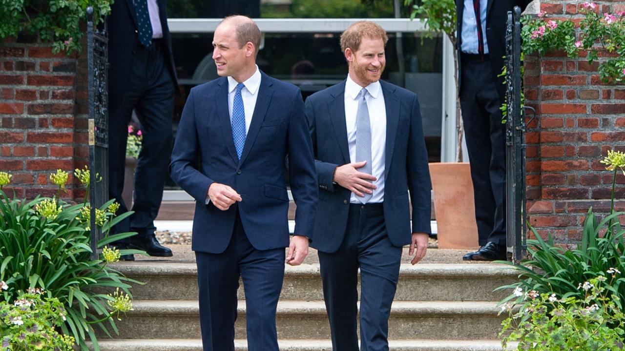 Then Princes William and Harry were together for the unveiling of a statue of their mother, Princess Diana at The Sunken Garden in Kensington Palace in July 2021. Picture: Dominic Lipinski/Pool/AFP