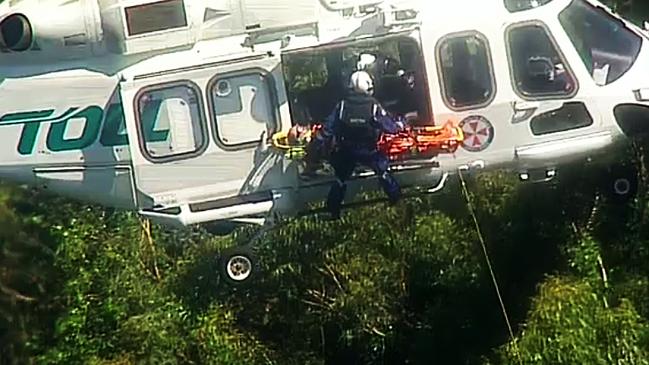 A 40-year-old man fell down a cliff this morning. Picture: 9 News