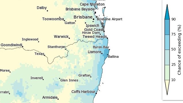 The Bureau of Meteorology says it is likely that totals of more than 300mm will hit parts of the Northern Rivers during winter. Picture: BOM NSW.