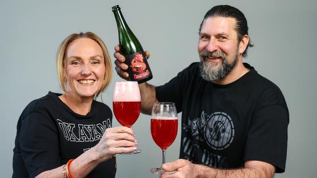 Fiona and Ed Nolle with their award winning beer, Candy Paint. Picture: Ian Currie