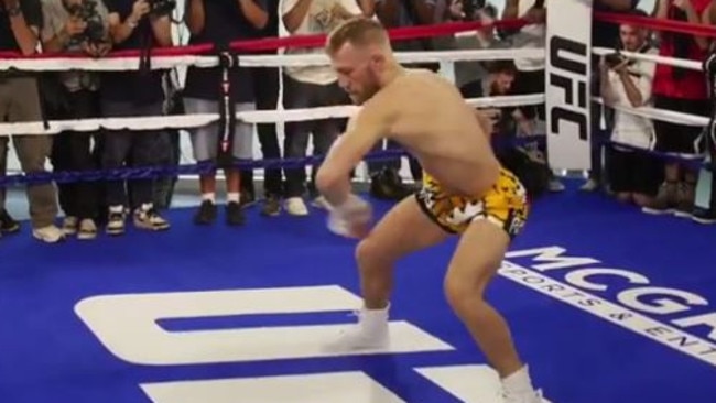 Conor McGregor's public workout warm-up mocked.