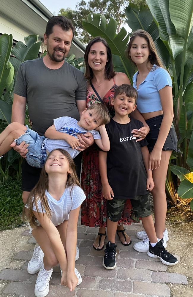 Sophie and Frankie Bacic with their children Cienna, Ruby-Rose, Hudson and Brooklyn.