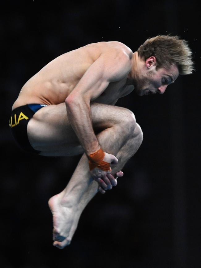 Matthew Mitcham competes in the men’s 10m platform diving at the 2008 Beijing Olympics.