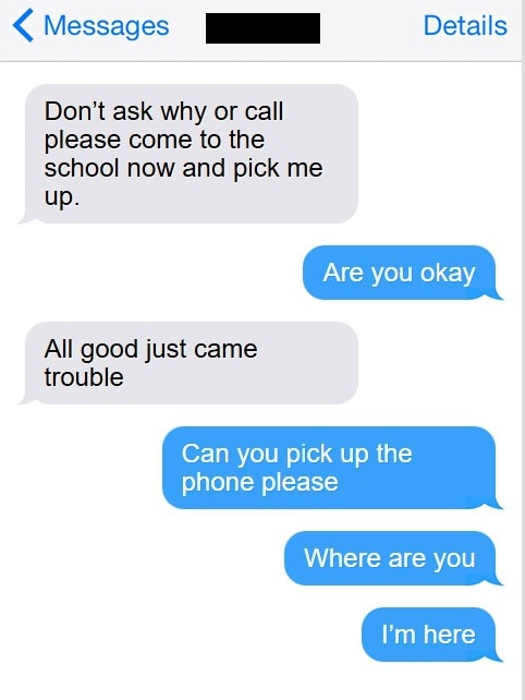 A mock up of messages between Lilie James' phone and her father on the night she was murdered. Picture: Supplied.