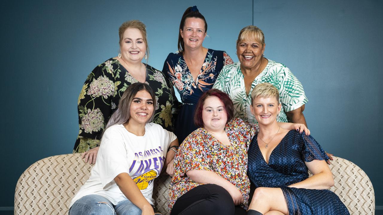 Inspirational women (from left) Kim Stokes, Keesha Charles, Jana Anderson, Jazmyn Wilson, Lizzie Adams and Lauren Humby photographed at Empire Theatres for International Women's Day, Thursday, March 3, 2022. Picture: Kevin Farmer