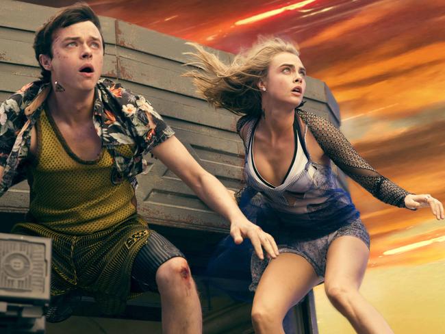 Dane DeHaan, left, and Cara Delevingne as Valerian and Laureline in Luc Besson’s Valerian and the City of a Thousand Planets.