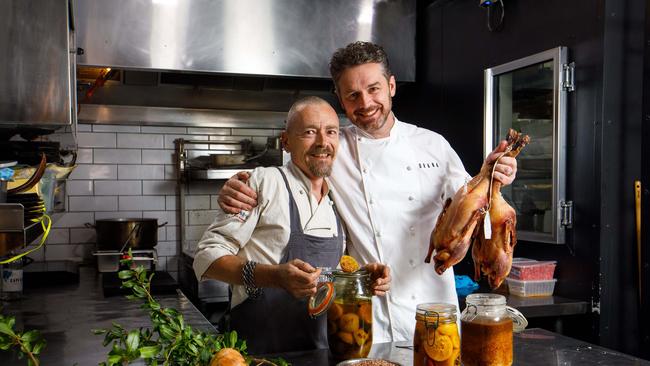 Chefs Simon Bryant and Jock Zonfrillo at Orana Restaurant in Adelaide for Tasting Australia.