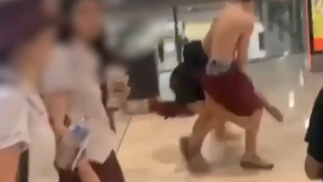 Still from a shocking youth brawl inside Westfield Garden City and uploaded to Instagram. Picture: Instagram