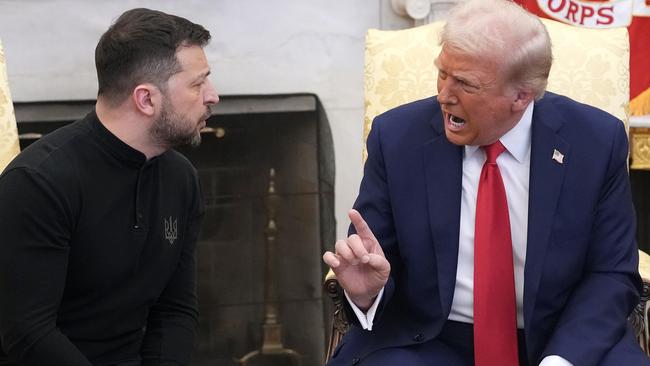 Ukrainian President Volodymyr Zelensky incurs the ire of US President Donald Trump in the Oval Office at the White House on Saturday. Picture: Getty Images