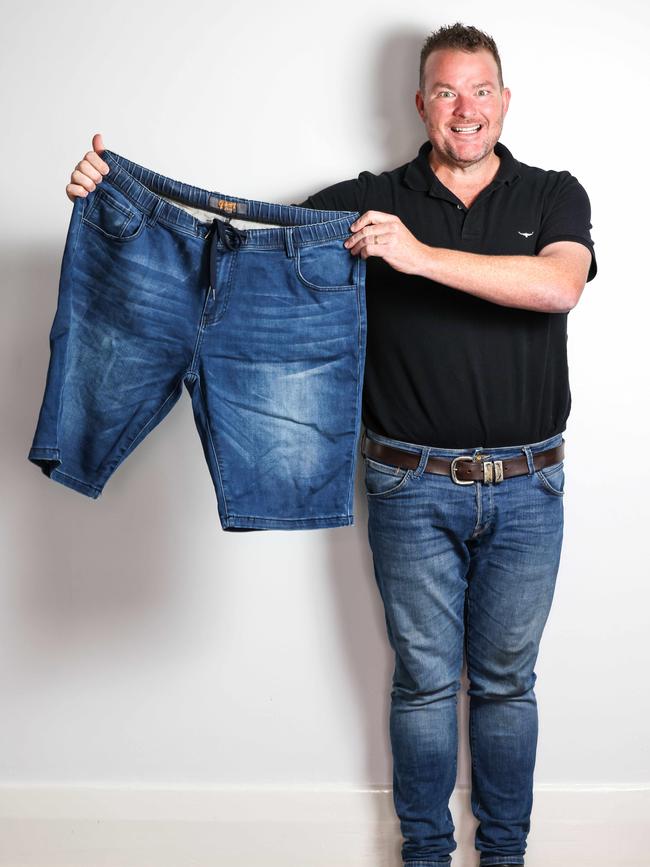 Costello shows of his new lean physique after losing 35kg since November. Photo: Russell Millard