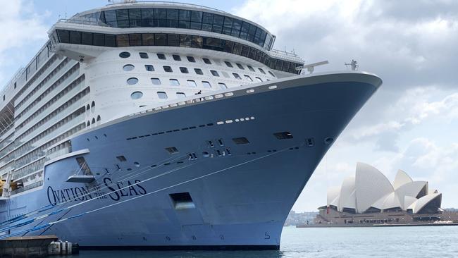 The Ovation of the Seas docks in Sydney. Picture: Benedict Brook.