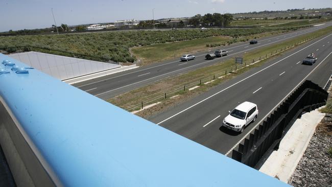 Rocks have been thrown from an overpass on the Geelong Ring Rd.