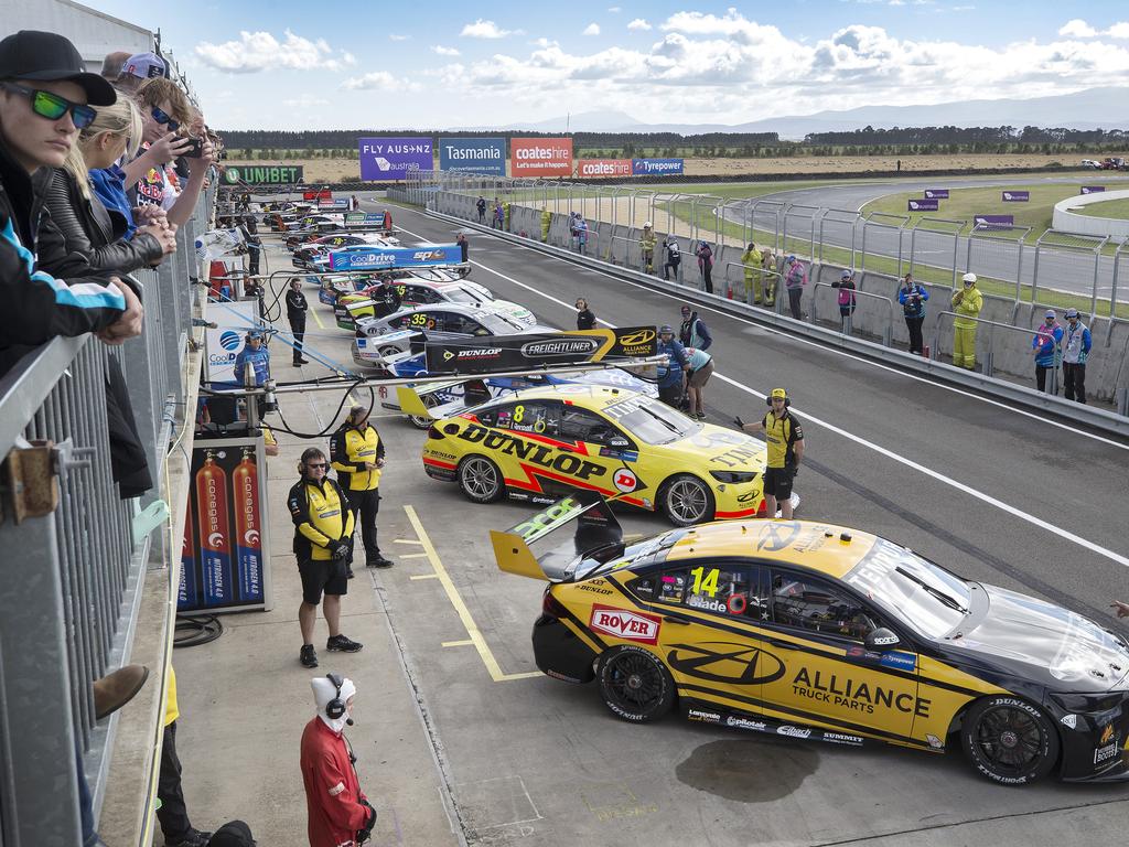 Pit lane before practice 3 at Symmons Plains. PICTURE CHRIS KIDD