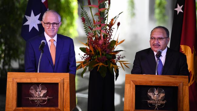 Malcolm Turnbull in Port Moresby with PNG’s Prime Minister Peter O'Neill in April. Picture: AAP.