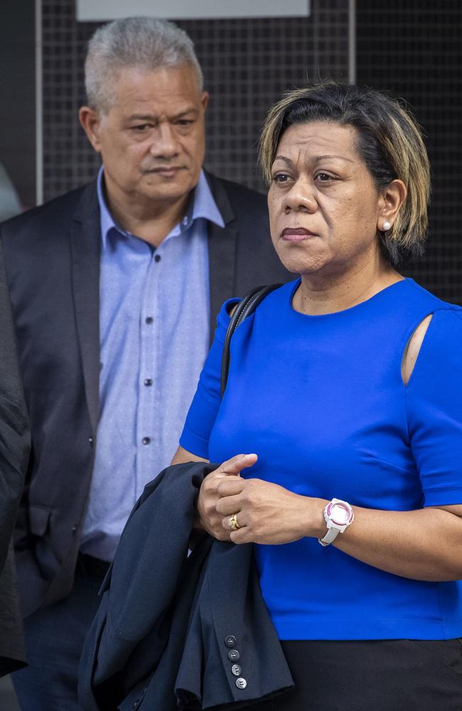 Malavine Pulini and Isikeli Feleatoua Pulini are seen arriving at the Brisbane District Court in Brisbane, Tuesday, April 16, 2019. Picture: Glenn Hunt