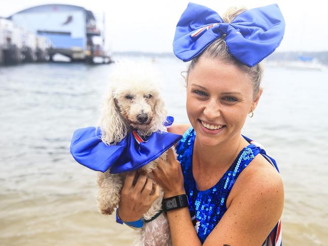 Ashley Corbet with her pooch, Muffin, at last year’s Australia Day celebrations at Watsons Bay. Picture: Dylan Robinson