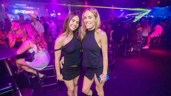 Ellie Humble and Kennedy Woods at Cocktails Nightclub. Picture: Lucas Linck