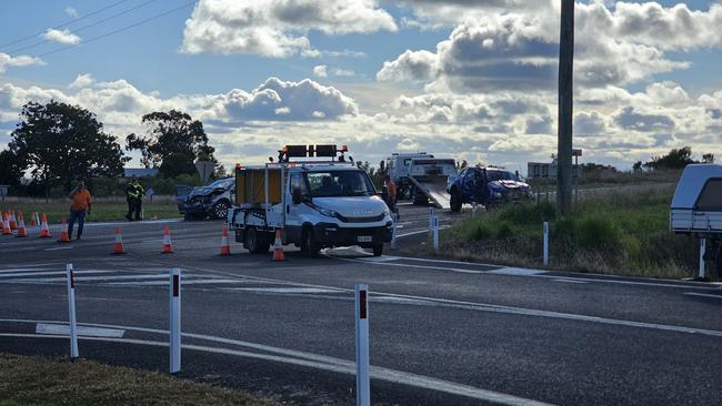 The two-vehicle crash at the intersection of Luck Rd and Newman Rd at Vale View about 11.40am.