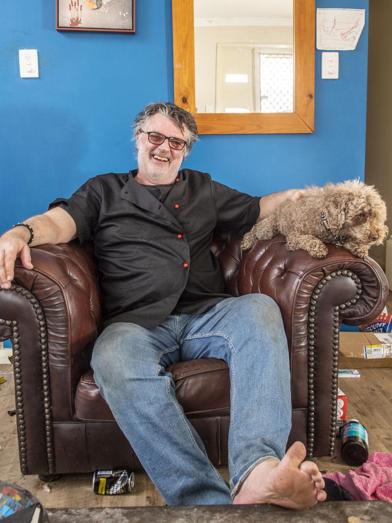 Ian Bartholomew's TikTok cooking videos are popular, pictured with his dog Zeta. Picture: Nev Madsen.