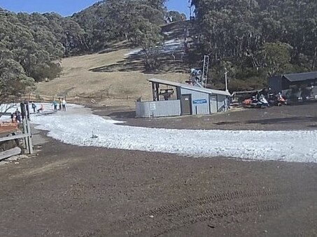 Manmade snow was often used to patch together some slopes.