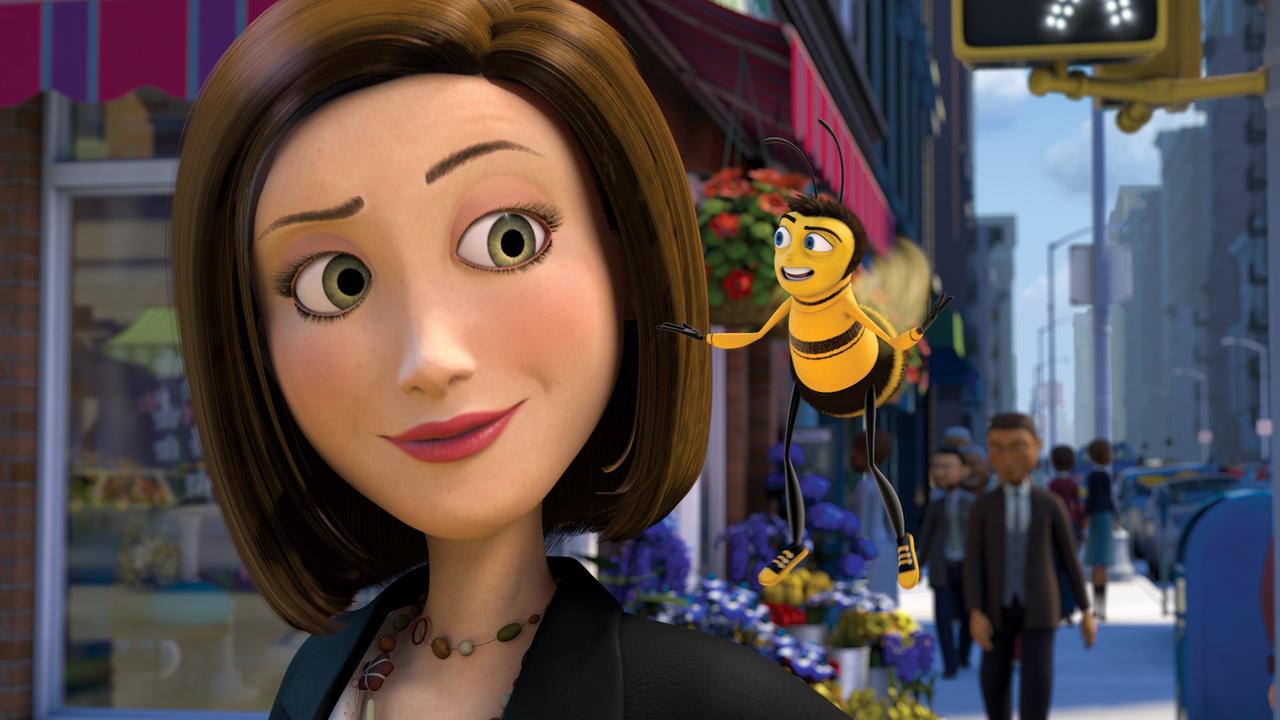 Bee Movie stars Vanessa (Renée Zellweger) and Barry (Jerry Seinfeld).