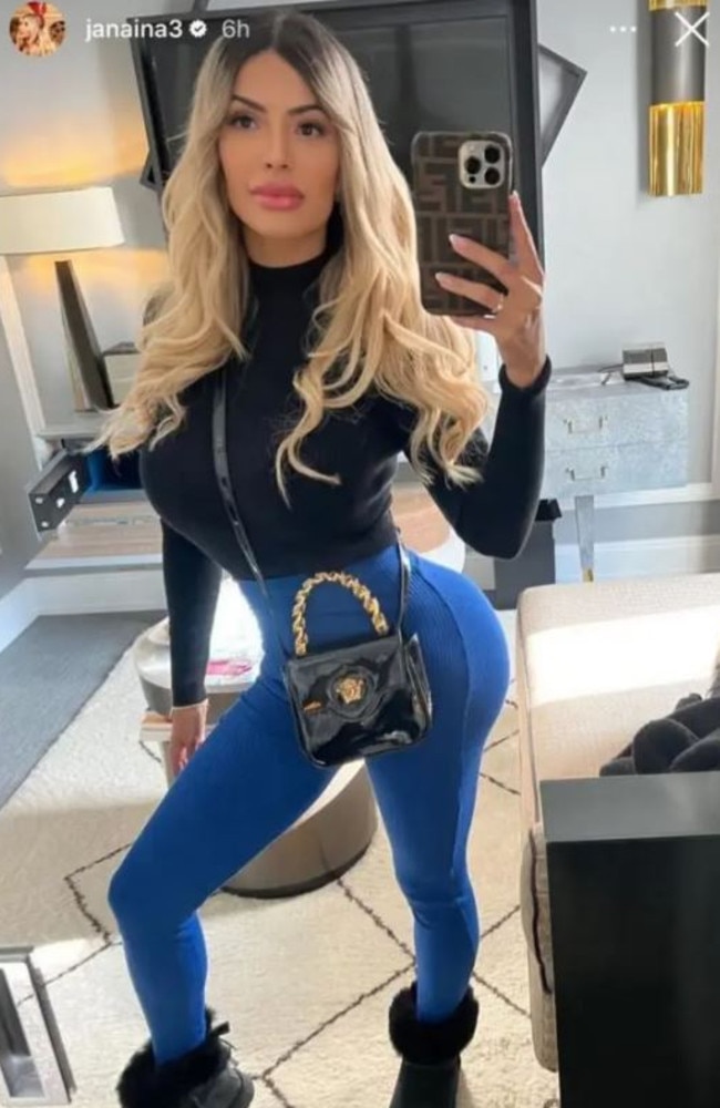 While she’s known for stripping off, the 35-year-old wore leggings and a long-sleeve top during her trip. Picture: Instagram/janaina3