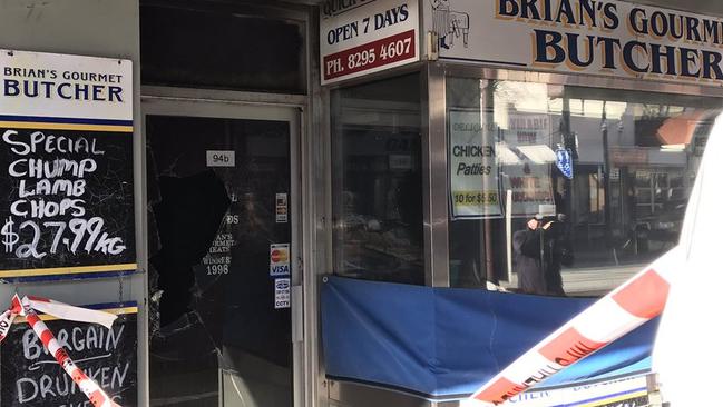 Police are investigating a suspect arson attack at a butcher’s shop on Jetty Rd, Glenelg. Photo: Meagan Dillon/The Advertiser.