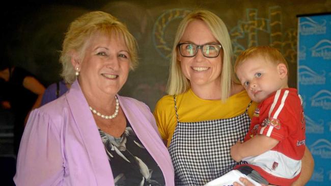 TRIAL SERVICE: MIchelle Landry MP with Gemma and Lincoln Hiskens at the Parent Link trial rollout at Rockhampton's art gallery. Picture: Jann Houley