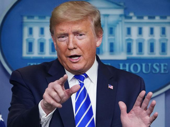 US President Donald Trump speaks during the daily briefing on the novel coronavirus. Picture: Mandel Ngan/AFP