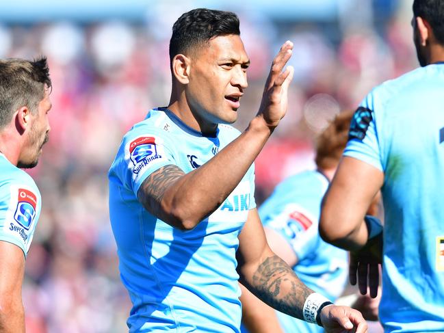 Israel Folau will be playing on the wing against the Reds on Saturday night. Picture: Getty Images